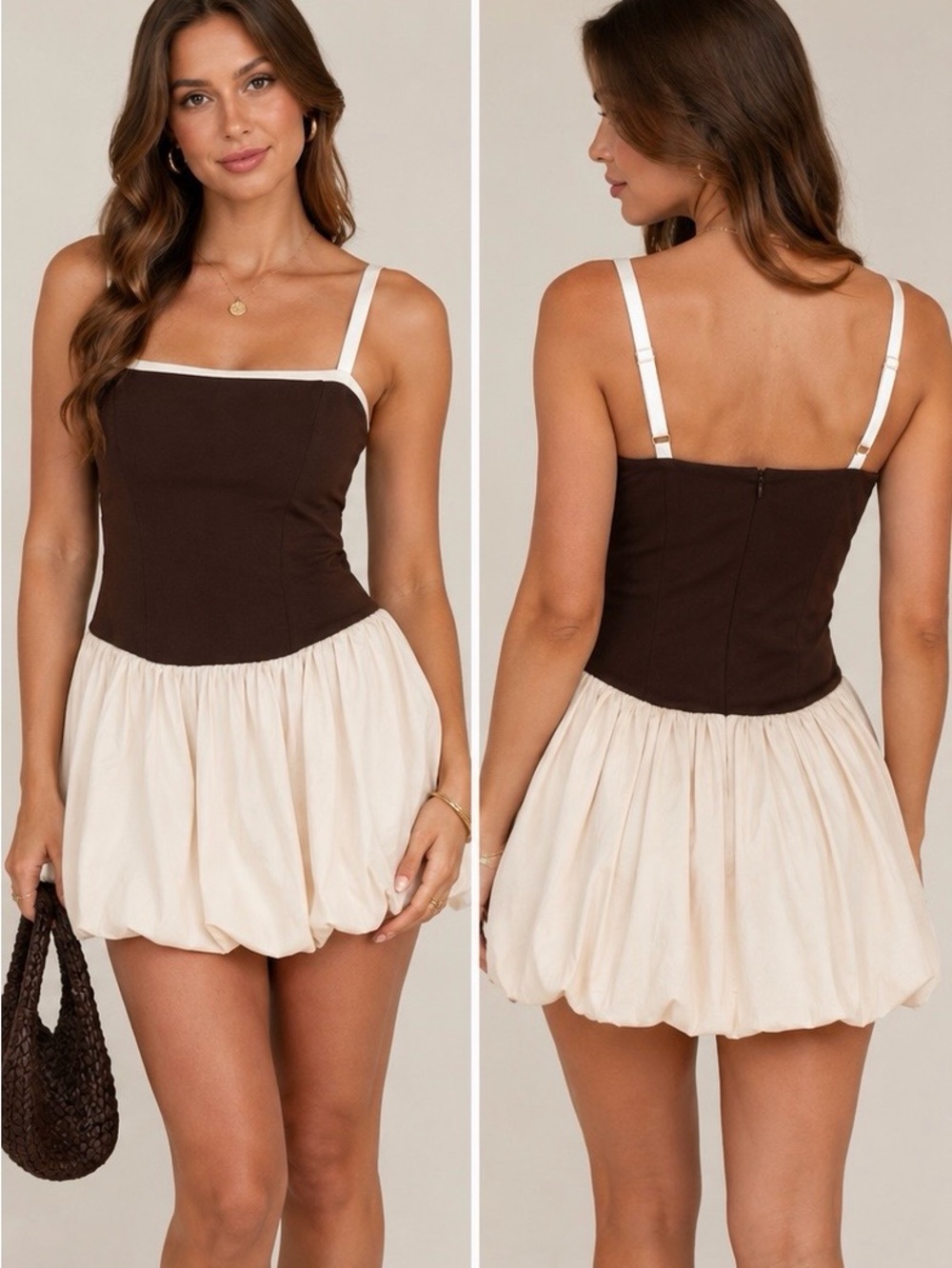 Show Me Your Mumu Contrast Bubble Hem Mini Dress with Built In Shorts - Picture 1 of 10